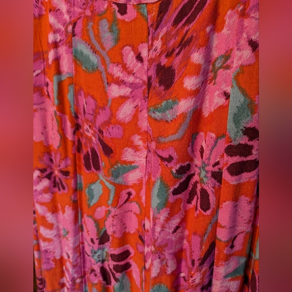 NWT Free People Gorgeous Pink Orange Embroidered Slit Dress Small - Picture 9 of 13